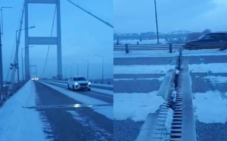 Семейде қатты аяздан көпір екіге бөлініп кетті