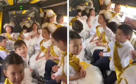 «Чина братан в шапане»: Лимузин ішінде отырған бүлдіршіндер сынға қалды