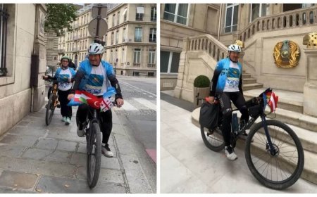 Зейнеткер Рәббім Борашев велосипедпен Парижге аман-есен жетті