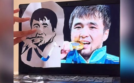 Шебер Олимпиада чемпионы Сметовтің суретін қағаздан ойып салды