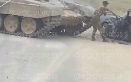 Жамбыл облысында танк пен автокөлік соқтығысты (ВИДЕО)