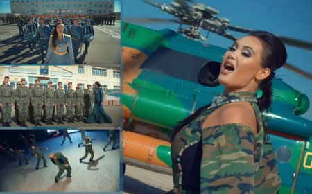 Қорғаныс министрінің әйелі әскери тікұшақ пен қалың сарбаз жинап клип түсірген (ВИДЕО)