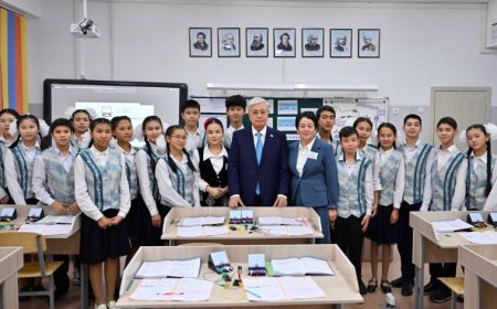 Глава государства посетил сельскую школу близ Талдыкоргана