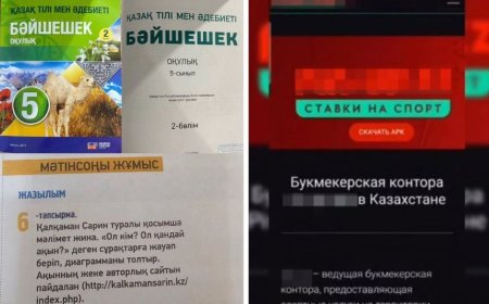 5-сыныптың оқулығында букмекерлік кеңсенің сайтына сілтеме жазылған