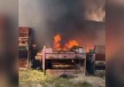 В Таразе произошёл пожар на заводе по производству асфальтобетона