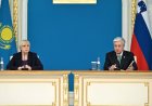 Касым-Жомарт Токаев и Наташа Пирц-Мусар провели брифинг для представителей СМИ