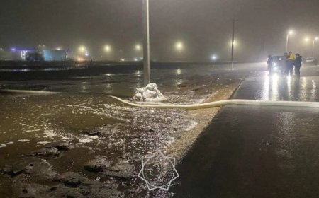 Оралда жолды су шайып кетті