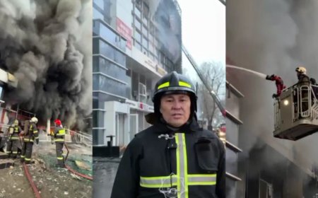 В Алматы вспыхнул пожар с взрывами: горело шестиэтажное административное здание