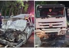 Жуткое ДТП в Алматы: легковушку раздавил грузовик, двое погибли