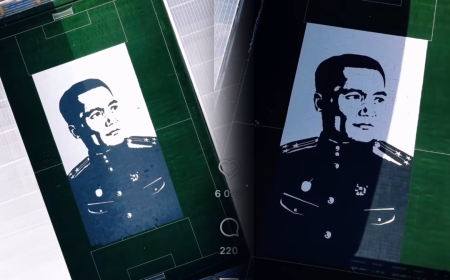 Астанада Бауыржан Момышұлының алып портреті жасалды