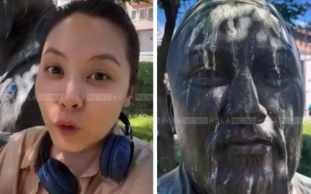 Боснияда жүрген қазақ қызы Абайдың бүлінген бюстін жуып шықты (ВИДЕО)