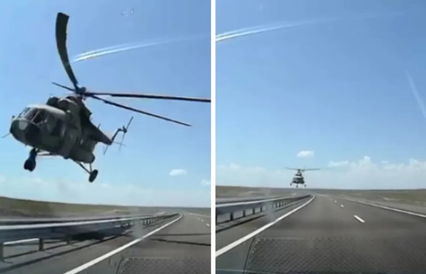 Қарағанды-Алматы тас жолында тікұшақ көліктерге тақап ұшқан (ВИДЕО)