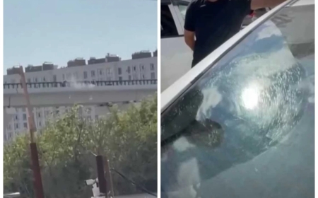 Астанада LRT нысандарын бояп жатқан кезде көліктерге бояу шашыраған: Жүргізушілер шығынды өтеп беруді сұрайды