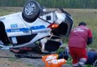 Солтүстік Қазақстанда тағы да полиция көлігі аударылып қалды