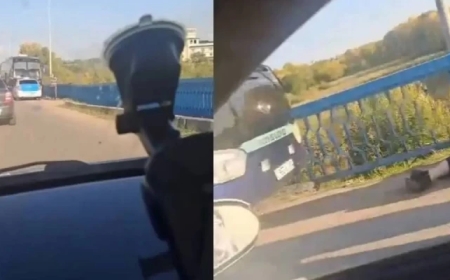 Павлодарда көпір үстінде автобус жүргізушісі рөлде көз жұмды