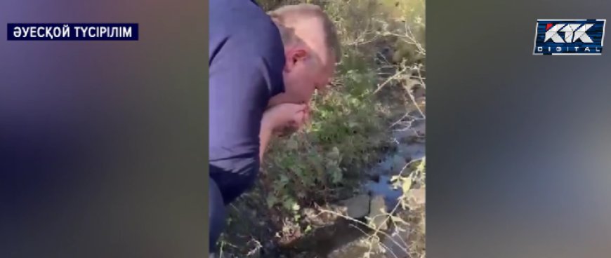 Малы қырылған Маралды халқы әкім орынбасарын арықтан су ішуге мәжбүрледі