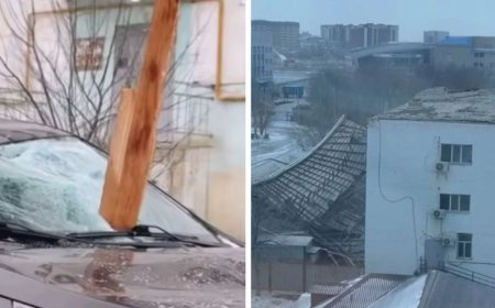 Атыраудағы алай-дүлей: Қасбеттер құлап, шатырлар ұшып, аудандар жарықсыз қалды