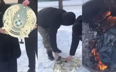 Елтаңбаны сындырып, туды өртегендердің кімдер екені анықталды