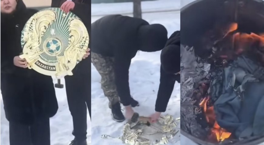 Елтаңбаны сындырып, туды өртегендердің кімдер екені анықталды