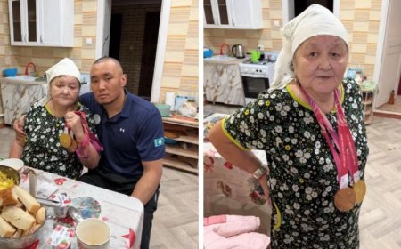 «Чемпионды тәрбиелеген»: Ербол Хамитов алтынын әжесіне тақты (ФОТО)