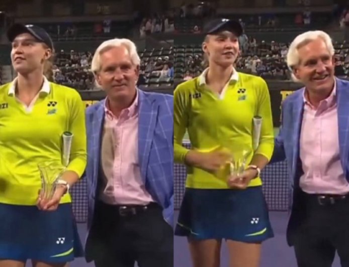 «Белінен ұстамақ болған»: Елена Рыбакина марапаттау рәсімінде ыңғайсыз жағдайға қалды (ВИДЕО)