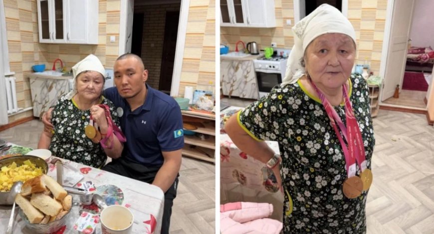 «Чемпионды тәрбиелеген»: Ербол Хамитов алтынын әжесіне тақты (ФОТО)