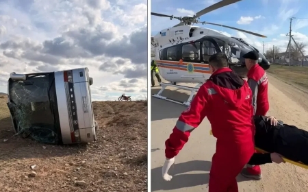 «Ішінде 50 адам болған»: Қарағанды облысында вахталық автобус аударылды