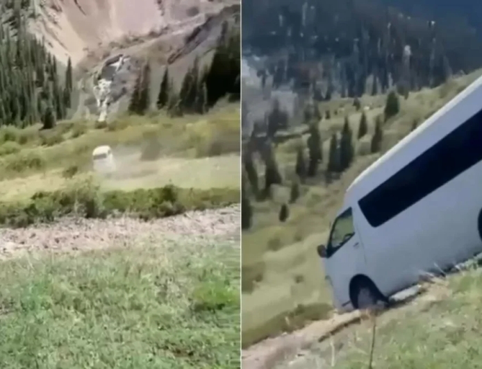 Көлсайда туристік автобус таудан құлап кетті (ФОТО)