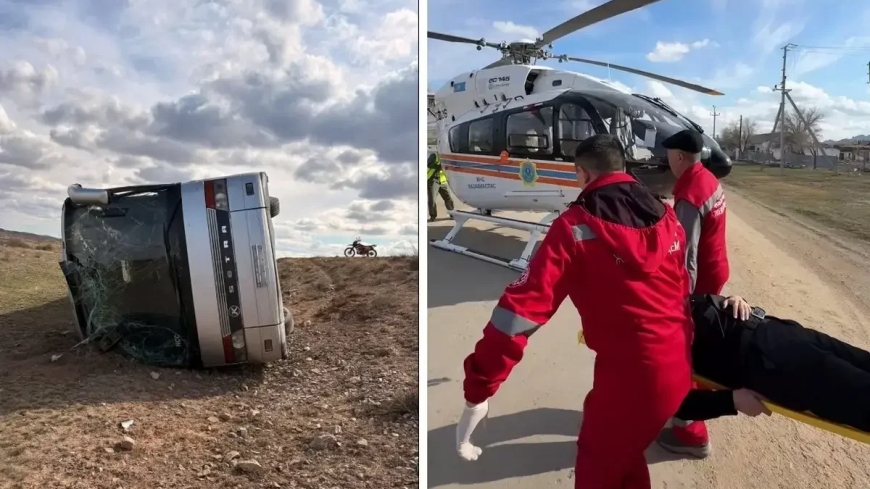 «Ішінде 50 адам болған»: Қарағанды облысында вахталық автобус аударылды