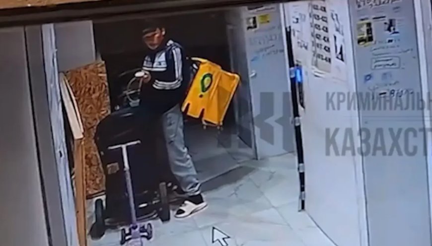 Алматылық курьер балалар арбасына дәрет сындырған (ВИДЕО)