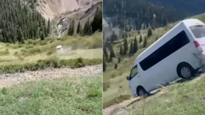 Көлсайда туристік автобус таудан құлап кетті (ФОТО)