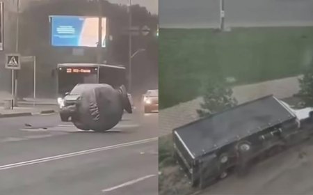 «Жүк көлігін аударып тастады»: Ақтөбеде болған екпінді дауыл елдің зәресін алды