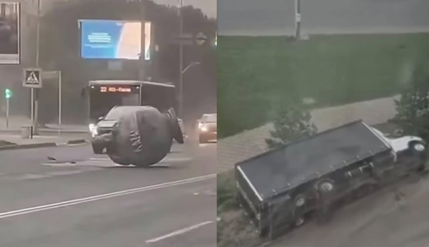 «Жүк көлігін аударып тастады»: Ақтөбеде болған екпінді дауыл елдің зәресін алды
