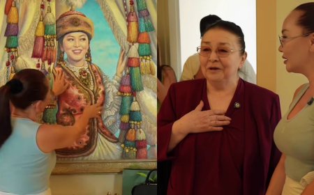 «Сөзбен жеткізе алмаймын»: Меруерт Өтекешова продюсер Баян сыйлаған пәтердің кілтін алды