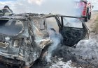 Ерейментау ауданында  жеңіл көлік жол бойында өртеніп кетті